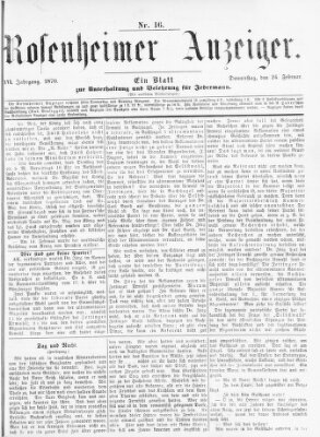 Rosenheimer Anzeiger Donnerstag 24. Februar 1870