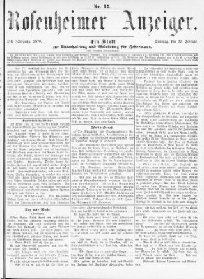 Rosenheimer Anzeiger Sonntag 27. Februar 1870