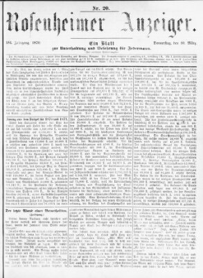 Rosenheimer Anzeiger Donnerstag 10. März 1870