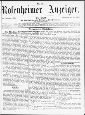 Rosenheimer Anzeiger Donnerstag 24. März 1870