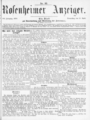 Rosenheimer Anzeiger Donnerstag 21. April 1870