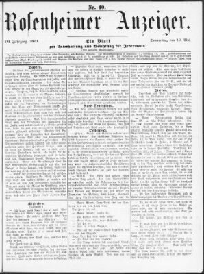 Rosenheimer Anzeiger Donnerstag 19. Mai 1870