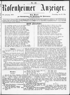 Rosenheimer Anzeiger Donnerstag 26. Mai 1870