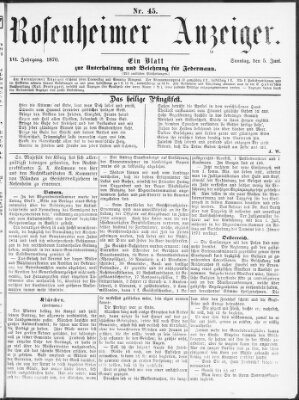 Rosenheimer Anzeiger Sonntag 5. Juni 1870