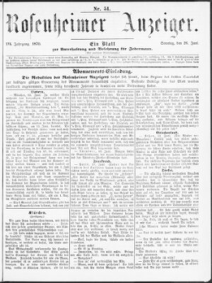 Rosenheimer Anzeiger Sonntag 26. Juni 1870