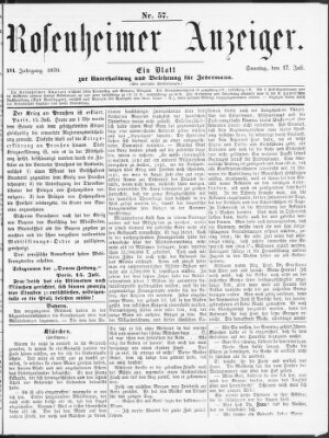 Rosenheimer Anzeiger Sonntag 17. Juli 1870