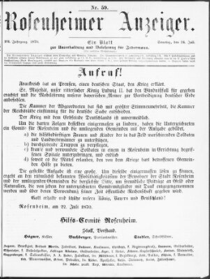 Rosenheimer Anzeiger Sonntag 24. Juli 1870