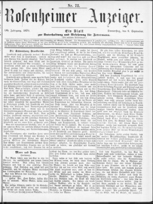 Rosenheimer Anzeiger Donnerstag 8. September 1870