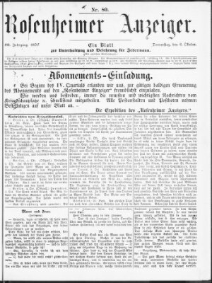 Rosenheimer Anzeiger Donnerstag 6. Oktober 1870