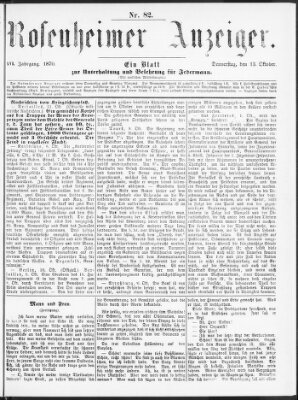 Rosenheimer Anzeiger Donnerstag 13. Oktober 1870