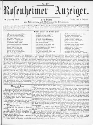 Rosenheimer Anzeiger Sonntag 4. Dezember 1870