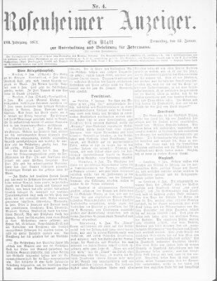 Rosenheimer Anzeiger Donnerstag 12. Januar 1871