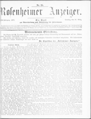 Rosenheimer Anzeiger Sonntag 26. März 1871