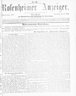 Rosenheimer Anzeiger Donnerstag 30. März 1871