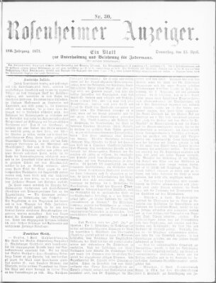 Rosenheimer Anzeiger Donnerstag 13. April 1871