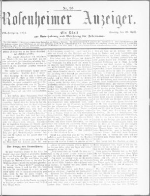 Rosenheimer Anzeiger Sonntag 30. April 1871