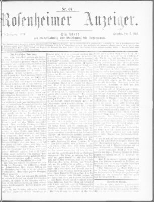 Rosenheimer Anzeiger Sonntag 7. Mai 1871