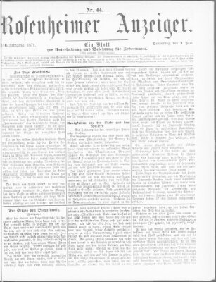 Rosenheimer Anzeiger Donnerstag 1. Juni 1871