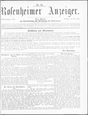 Rosenheimer Anzeiger Samstag 24. Juni 1871