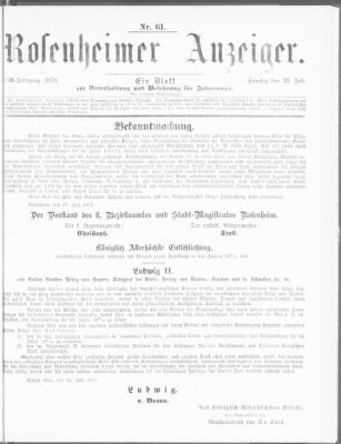 Rosenheimer Anzeiger Sonntag 30. Juli 1871