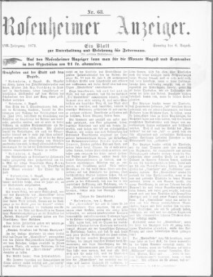 Rosenheimer Anzeiger Sonntag 6. August 1871