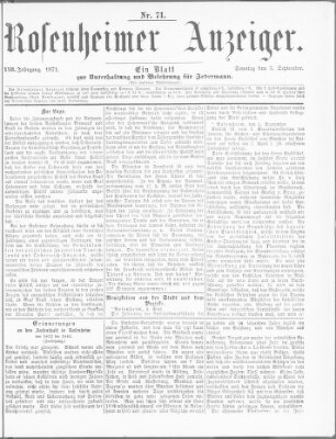 Rosenheimer Anzeiger Sonntag 3. September 1871