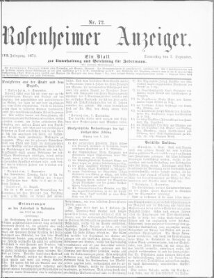 Rosenheimer Anzeiger Donnerstag 7. September 1871