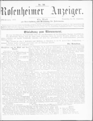 Rosenheimer Anzeiger Donnerstag 21. September 1871