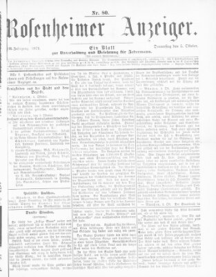 Rosenheimer Anzeiger Donnerstag 5. Oktober 1871