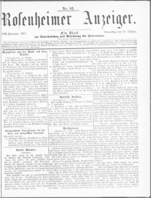 Rosenheimer Anzeiger Donnerstag 12. Oktober 1871