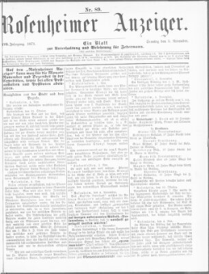 Rosenheimer Anzeiger Sonntag 5. November 1871