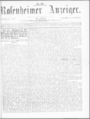 Rosenheimer Anzeiger Donnerstag 9. November 1871