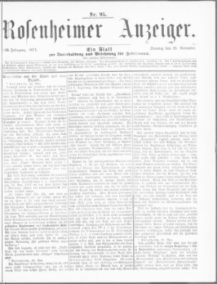 Rosenheimer Anzeiger Sonntag 26. November 1871