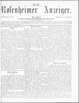 Rosenheimer Anzeiger Sonntag 3. Dezember 1871