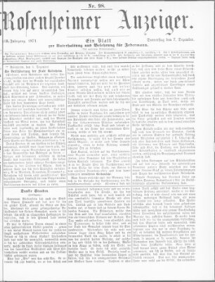 Rosenheimer Anzeiger Donnerstag 7. Dezember 1871