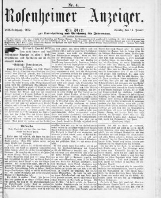 Rosenheimer Anzeiger Sonntag 14. Januar 1872