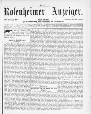 Rosenheimer Anzeiger Donnerstag 18. Januar 1872