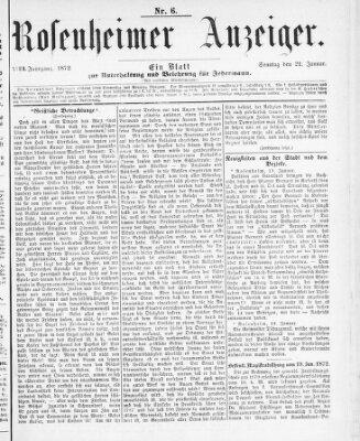 Rosenheimer Anzeiger Sonntag 21. Januar 1872