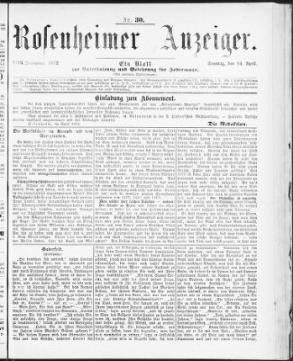 Rosenheimer Anzeiger Sonntag 14. April 1872