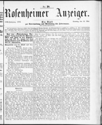 Rosenheimer Anzeiger Sonntag 12. Mai 1872