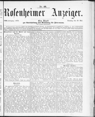 Rosenheimer Anzeiger Sonntag 19. Mai 1872