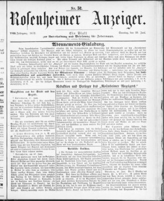 Rosenheimer Anzeiger Sonntag 30. Juni 1872