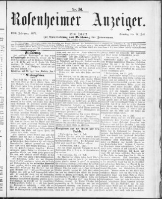 Rosenheimer Anzeiger Sonntag 14. Juli 1872