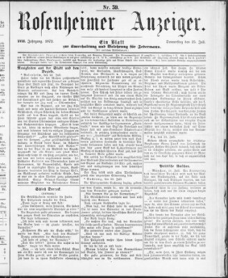 Rosenheimer Anzeiger Donnerstag 25. Juli 1872