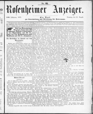 Rosenheimer Anzeiger Sonntag 11. August 1872