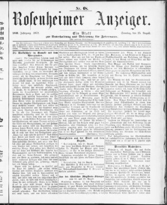 Rosenheimer Anzeiger Sonntag 25. August 1872