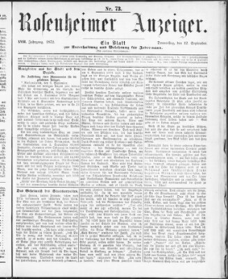 Rosenheimer Anzeiger Donnerstag 12. September 1872