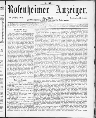 Rosenheimer Anzeiger Sonntag 27. Oktober 1872