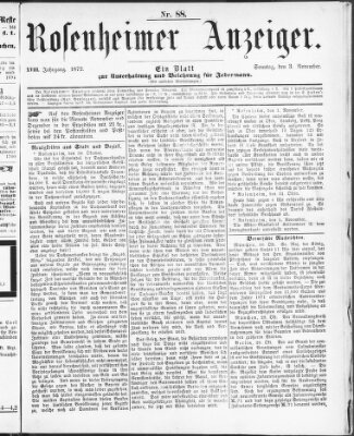 Rosenheimer Anzeiger Sonntag 3. November 1872