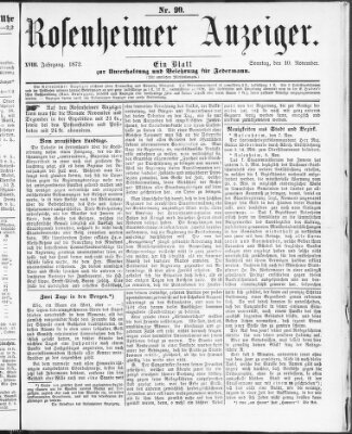 Rosenheimer Anzeiger Sonntag 10. November 1872